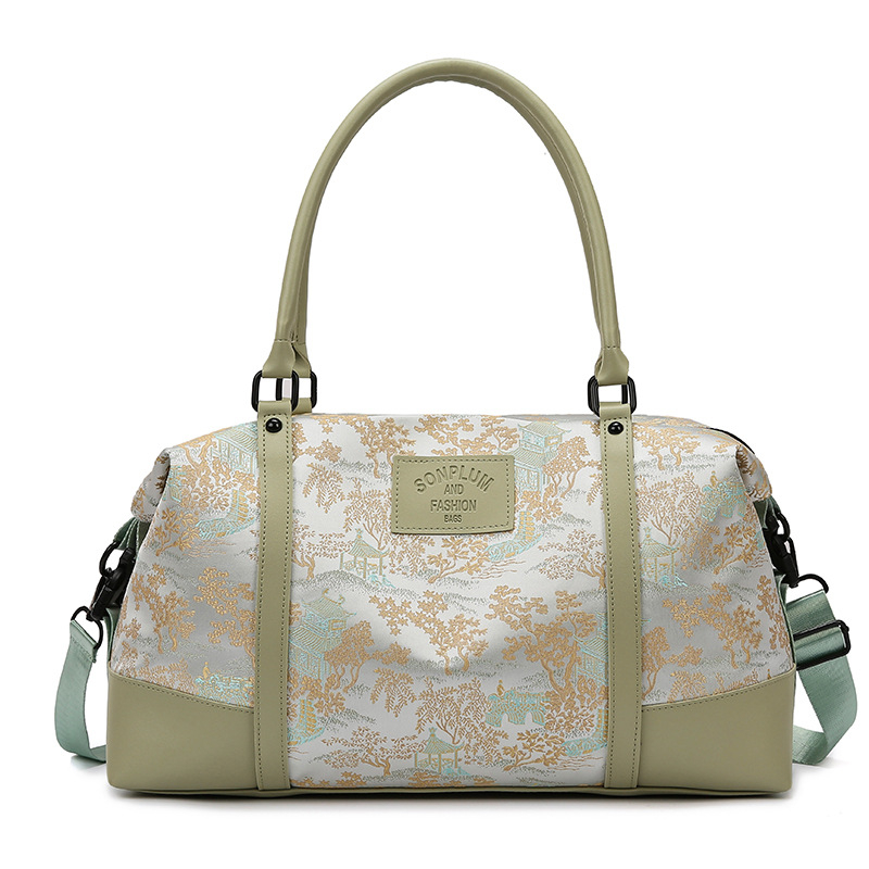 Damska putna torba za kratka putovanja, 20–35L, Oxford platno, otporno na habanje s podjelom suho/mokro, podstava od poliestera, cvjetni uzorak, gradski stil