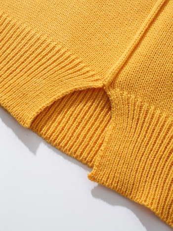 Плетен жилет - жакардов мотив с цветя, полиестер ≥95%, кръгло деколте, средна дебелина