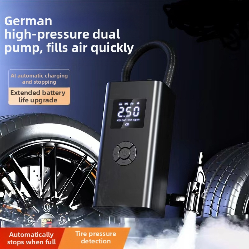 Автомобилна инфлационна помпа с LED осветление, 12V, 120W, 50 л/мин, цифров дисплей