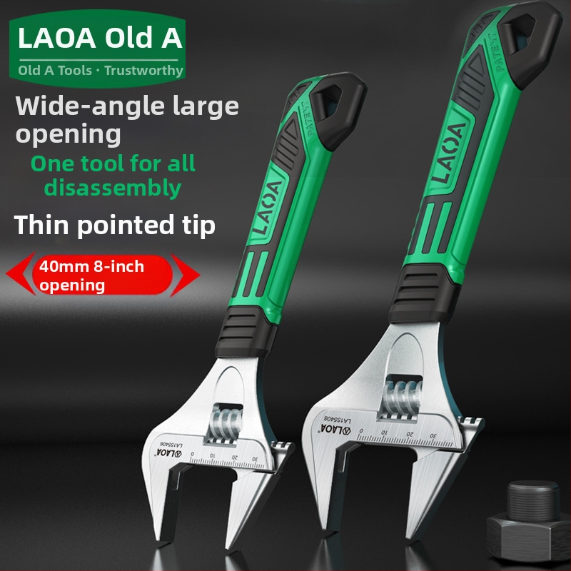 Old A reguliuojamas raktas – daugybinis įrankis voniai ir santechnikai, pramonės klasė, didelis atidarymas, iš chromo-vanadžio plieno, šilumos apdorojimas