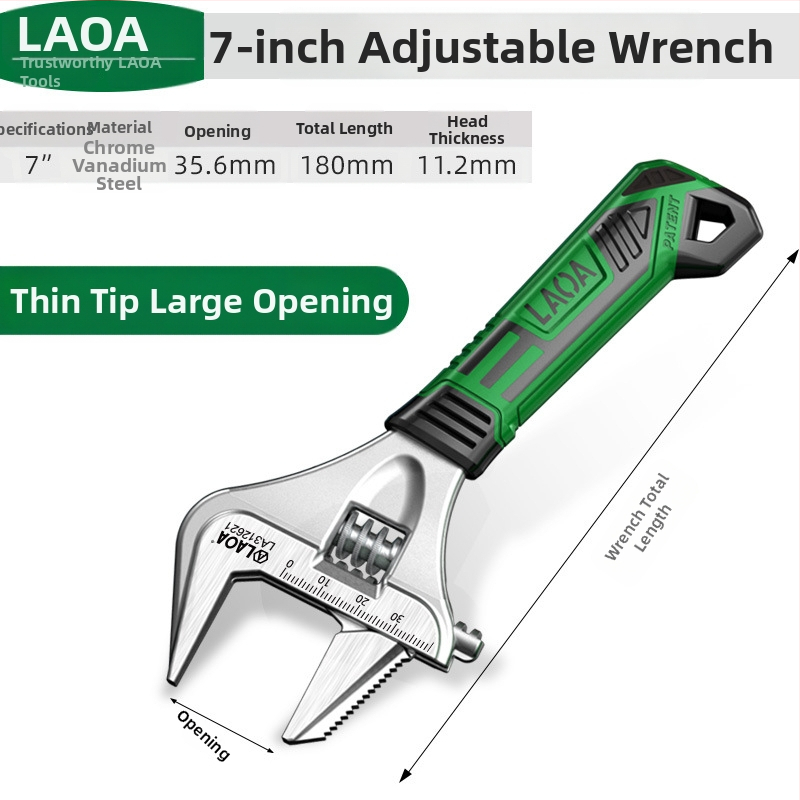 Old A reguliuojamas raktas – daugybinis įrankis voniai ir santechnikai, pramonės klasė, didelis atidarymas, iš chromo-vanadžio plieno, šilumos apdorojimas