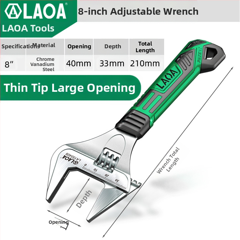 Old A reguliuojamas raktas – daugybinis įrankis voniai ir santechnikai, pramonės klasė, didelis atidarymas, iš chromo-vanadžio plieno, šilumos apdorojimas