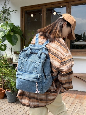 Ruksak od denima s pranjem, velika kapacitа 36–55 L, pogodan za 16-inčni prijenosnik, unisex, naramenice s zračnim jastučićem, urbani stil