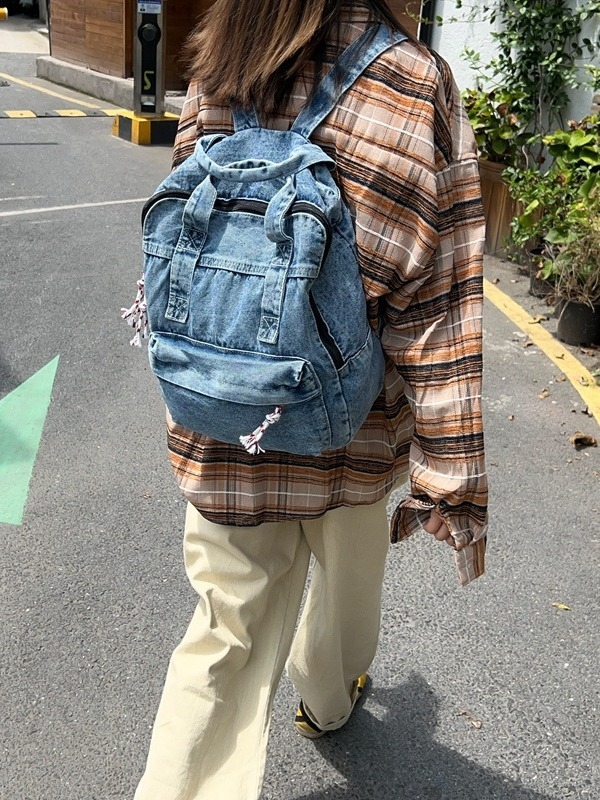 Ruksak od denima s pranjem, velika kapacitа 36–55 L, pogodan za 16-inčni prijenosnik, unisex, naramenice s zračnim jastučićem, urbani stil