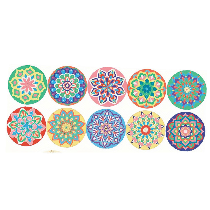 Djeci DIY drveni set za crtanje s mandalom podlogom za čašu – borovo drvo, drveni materijal, moderan minimalistički stil