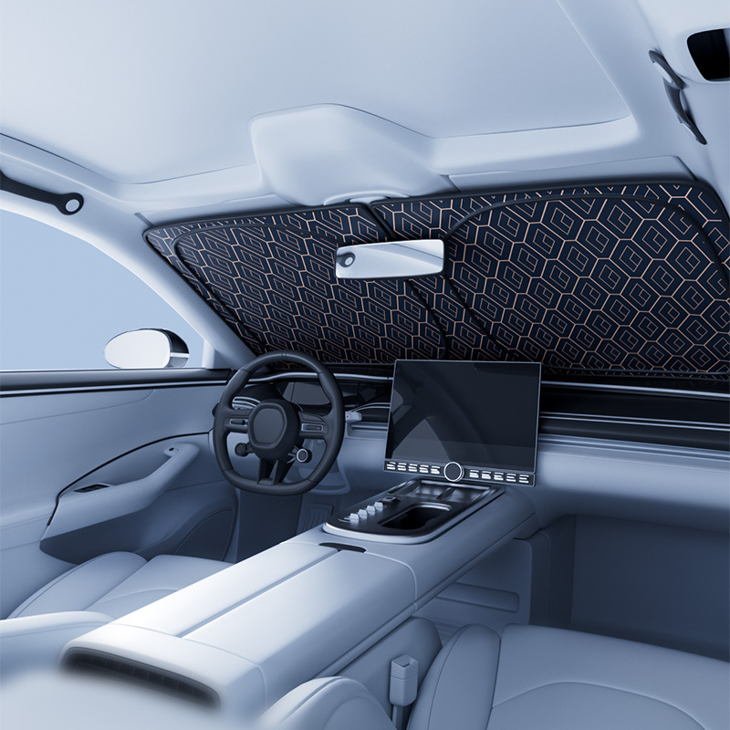 Автомобилен слънцезащитен щит за предното стъкло, лазерен филм, монтаж с вакуумни чашки, прост стил