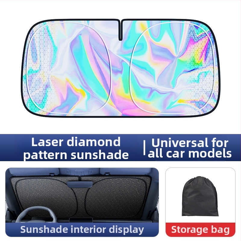 Slnečník na predné sklo auta, materiál laserový film, montáž s prísavkou, kompatibilný s predným sklom, jednoduchý štýl