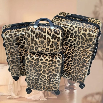 Chi Weng σετ αποσκευών 3 τεμαχίων με λεοπάρ σχέδιο για ταξίδια – unisex τροχήλατες αποσκευές