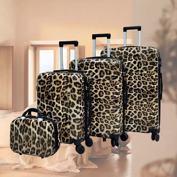 Chi Weng σετ αποσκευών 3 τεμαχίων με λεοπάρ σχέδιο για ταξίδια – unisex τροχήλατες αποσκευές