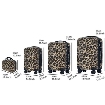 Chi Weng σετ αποσκευών 3 τεμαχίων με λεοπάρ σχέδιο για ταξίδια – unisex τροχήλατες αποσκευές