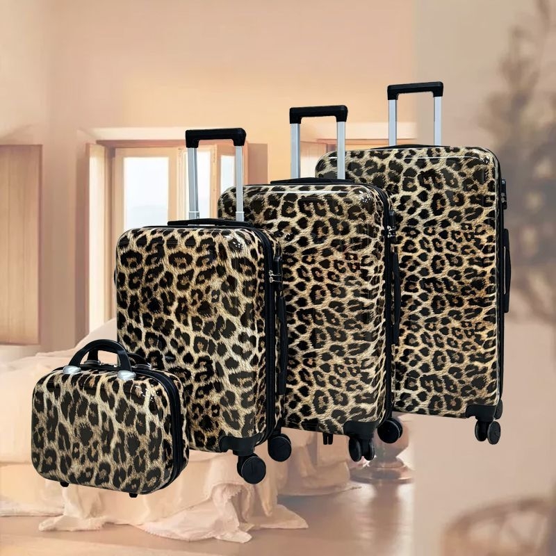 Chi Weng 3 gab. leopardu printa bagāžas komplekts ceļojumiem – ritināmi kufri