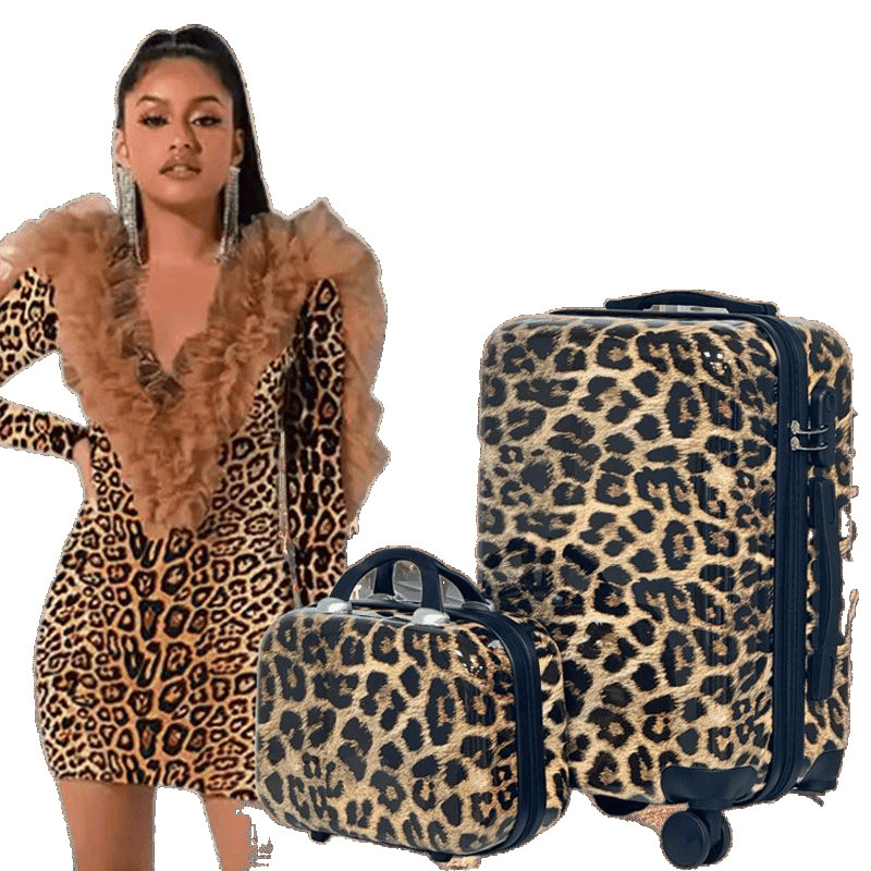 Chi Weng 3 gab. leopardu printa bagāžas komplekts ceļojumiem – ritināmi kufri