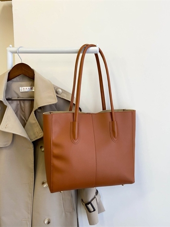 Vintage Tote torba za žene, PU koža, poliester podstava, vodoravni kvadratni oblik, magnetska kopča, srednja tvrdoća