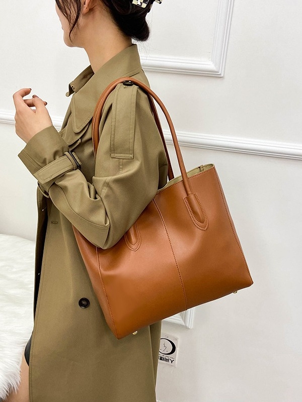 Vintage Tote torba za žene, PU koža, poliester podstava, vodoravni kvadratni oblik, magnetska kopča, srednja tvrdoća