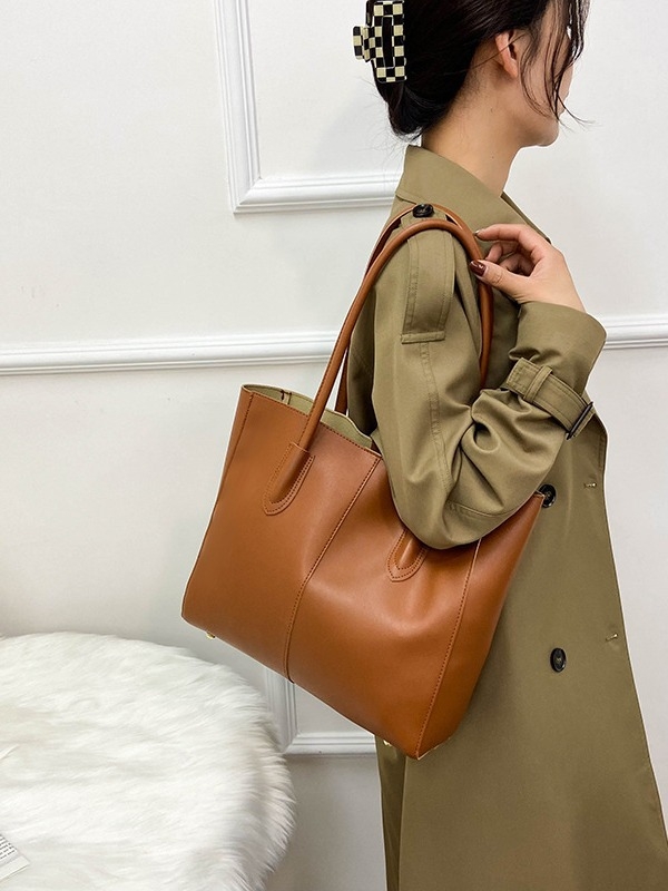 Vintage Tote torba za žene, PU koža, poliester podstava, vodoravni kvadratni oblik, magnetska kopča, srednja tvrdoća