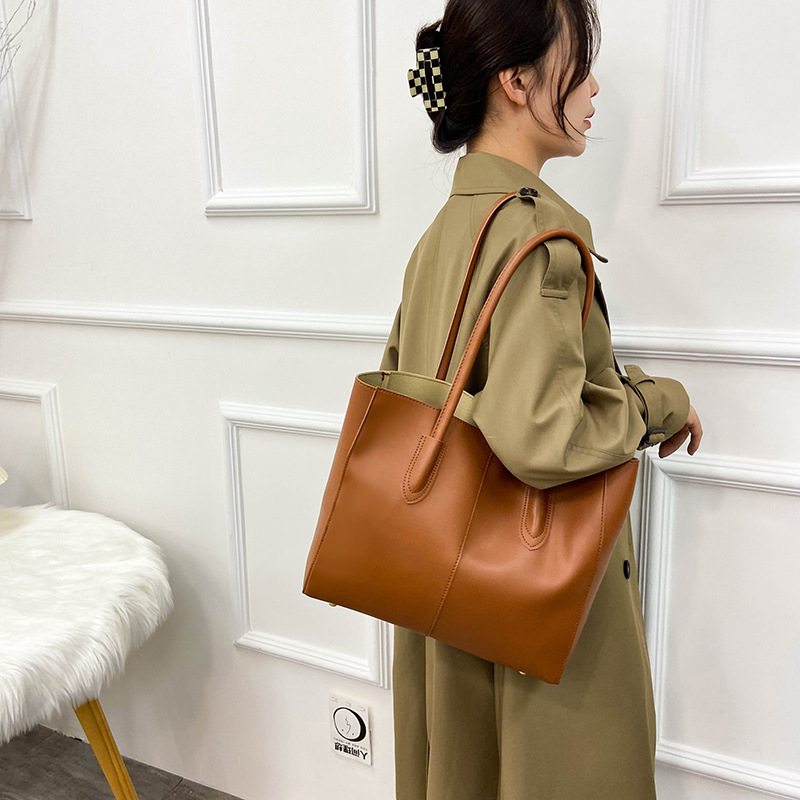 Vintage Tote torba za žene, PU koža, poliester podstava, vodoravni kvadratni oblik, magnetska kopča, srednja tvrdoća