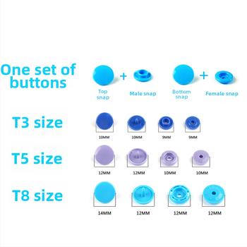 Σετ T5 από ρητίνη με snap κουμπιά, τετραπλό κλείσιμο, σε κουτί, με κιτ εργαλείων, κατάλληλο για πλεκτά, σετ 360 και 150 τεμάχια