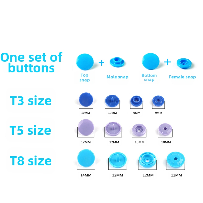 Комплект смолени snap копчета T5, с четири закопчалки, в кутия, включва инструментален комплект, за плетени изделия (360 и 150 броя)