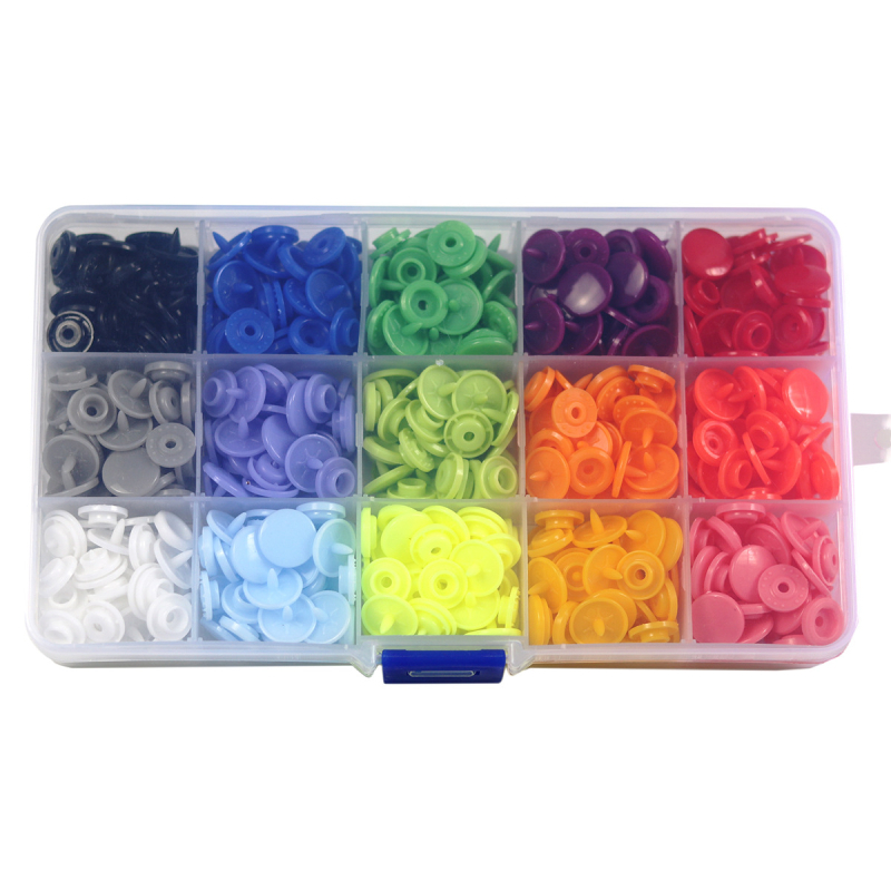 Σετ T5 από ρητίνη με snap κουμπιά, τετραπλό κλείσιμο, σε κουτί, με κιτ εργαλείων, κατάλληλο για πλεκτά, σετ 360 και 150 τεμάχια