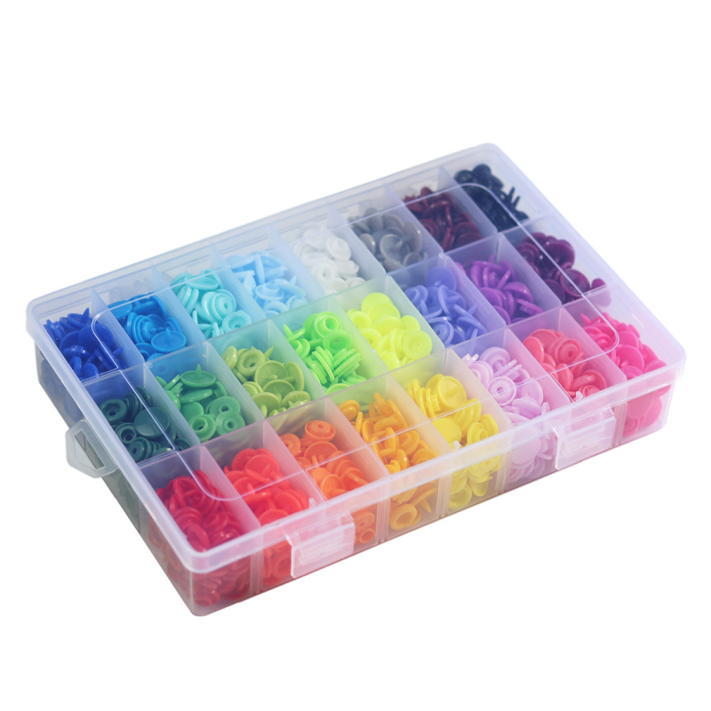 Σετ T5 από ρητίνη με snap κουμπιά, τετραπλό κλείσιμο, σε κουτί, με κιτ εργαλείων, κατάλληλο για πλεκτά, σετ 360 και 150 τεμάχια