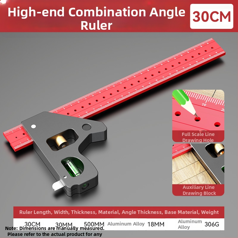 90 laipsnių medienos darbams liniuotė ir daugelio funkcijų kampinė liniuotė – storinta, aukštos tikslumo universali kombinuota kampinė liniuotė