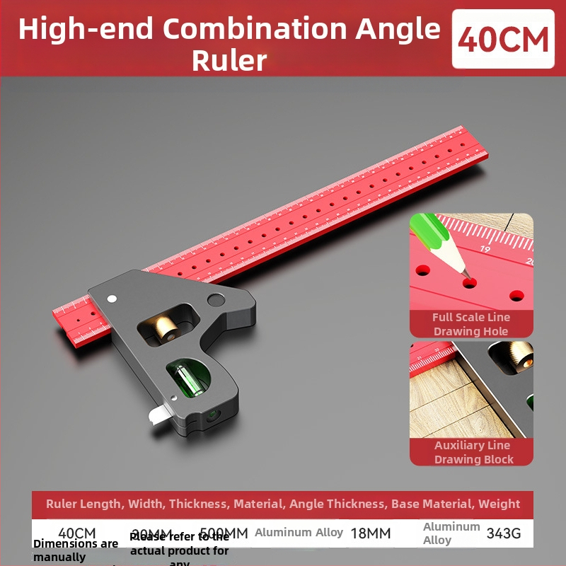 90 laipsnių medienos darbams liniuotė ir daugelio funkcijų kampinė liniuotė – storinta, aukštos tikslumo universali kombinuota kampinė liniuotė