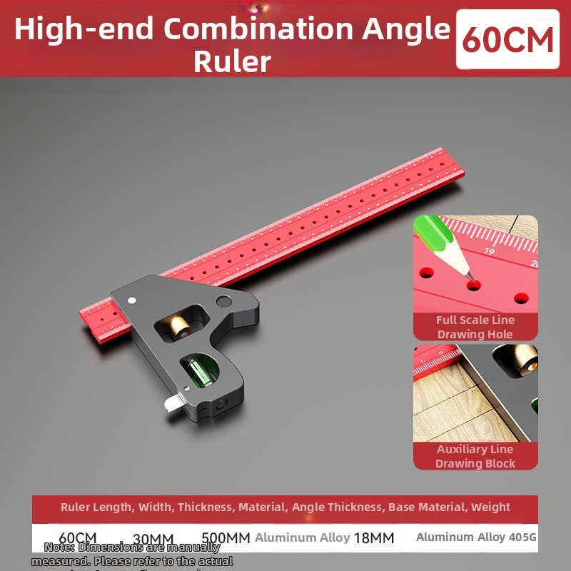 90 laipsnių medienos darbams liniuotė ir daugelio funkcijų kampinė liniuotė – storinta, aukštos tikslumo universali kombinuota kampinė liniuotė
