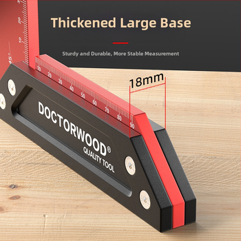 Високопрецизен удебелен дърводелски квадрат с широко седло, 90°, алуминиева сплав