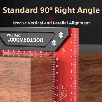 Високопрецизен удебелен дърводелски квадрат с широко седло, 90°, алуминиева сплав