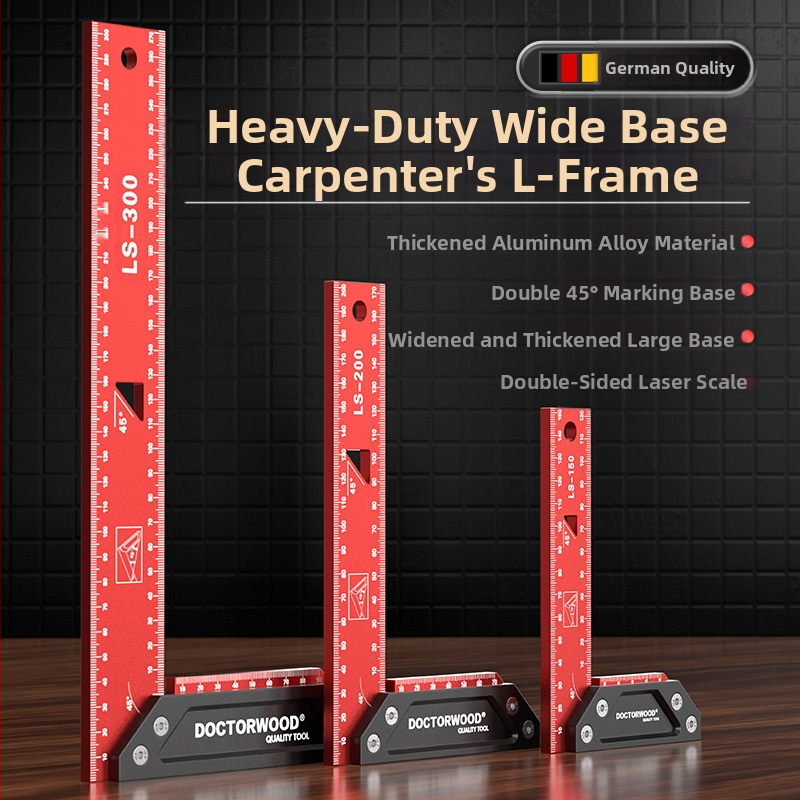 Високопрецизен удебелен дърводелски квадрат с широко седло, 90°, алуминиева сплав