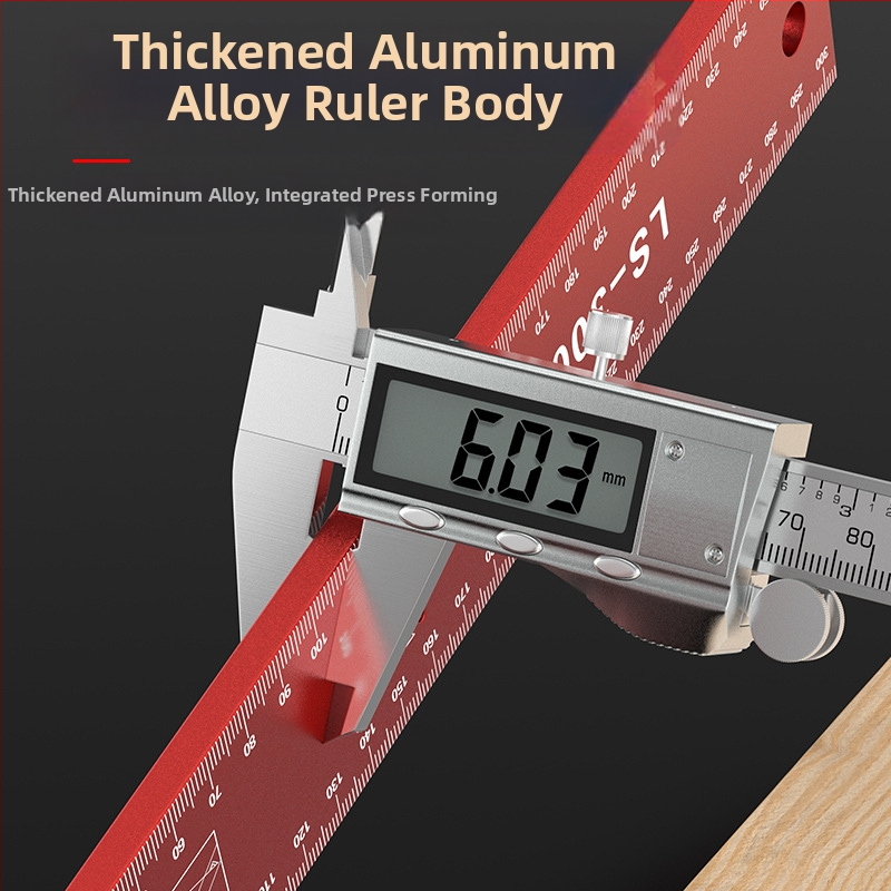 Високопрецизен удебелен дърводелски квадрат с широко седло, 90°, алуминиева сплав