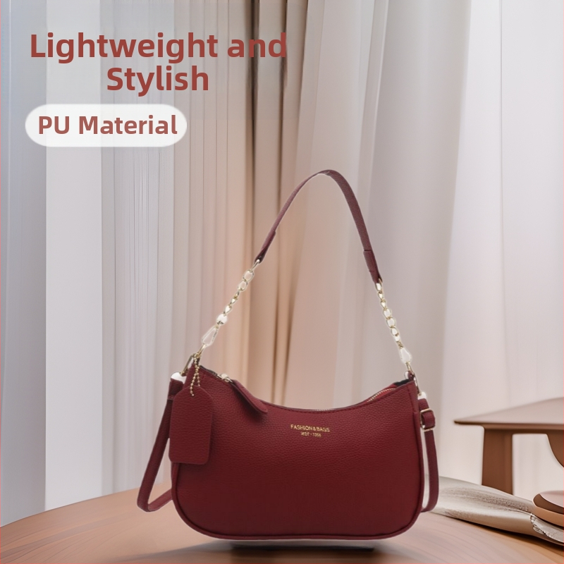 Vieno peties Crescent rankinė, PU, užtrauktukas, 2025 m. pavasaris, miesto stilus