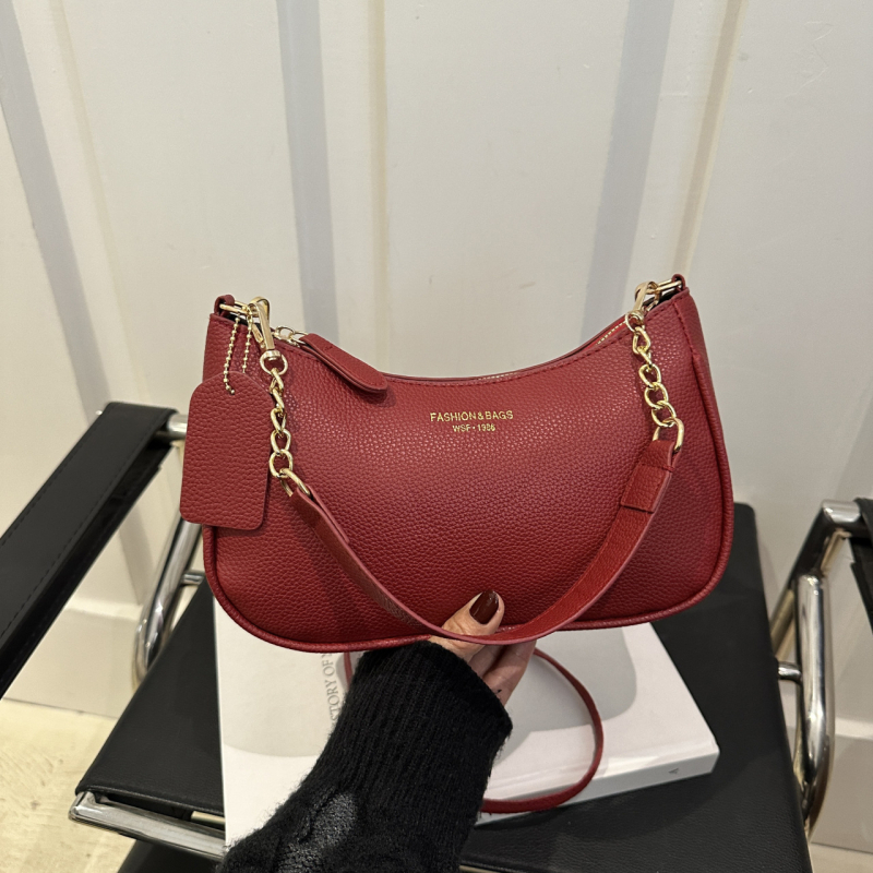 Vieno peties Crescent rankinė, PU, užtrauktukas, 2025 m. pavasaris, miesto stilus