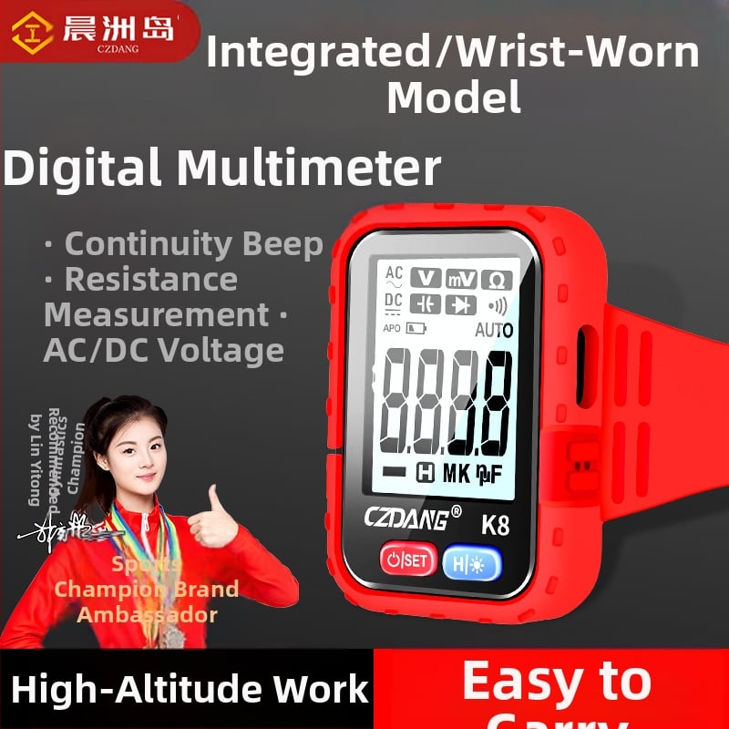 Skaitmeninis multimetras su aukšto tikslumo, daugiafunkcis, su apšviesta riešo juosta