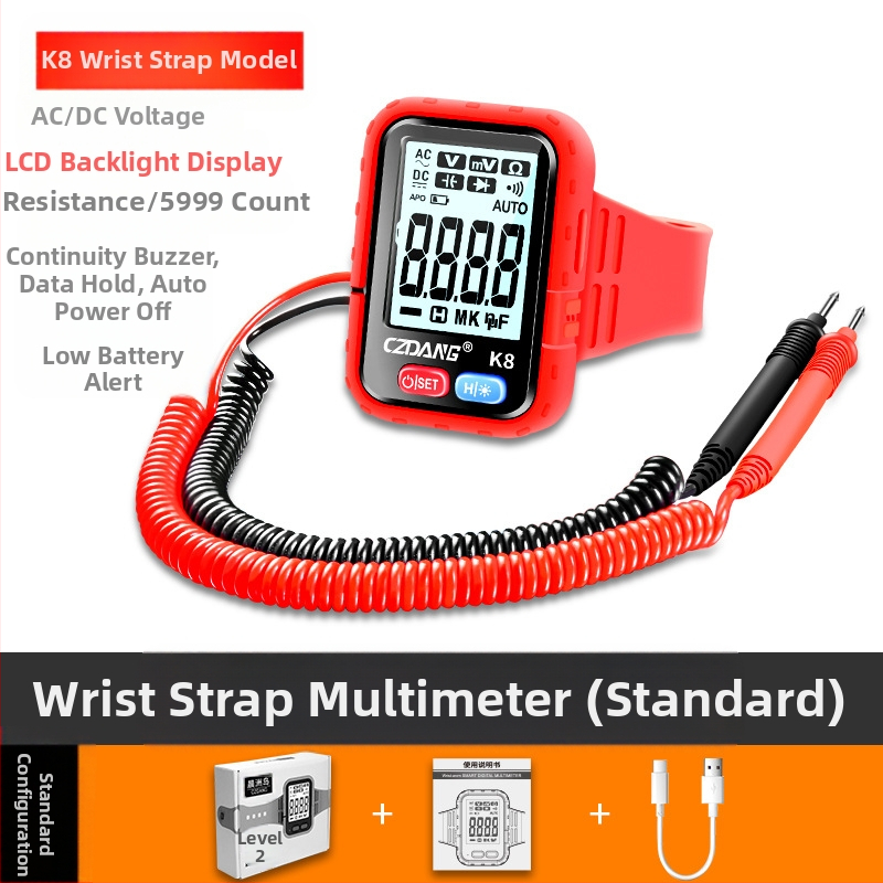 Skaitmeninis multimetras su aukšto tikslumo, daugiafunkcis, su apšviesta riešo juosta