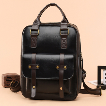 Ženski PU kožni ruksak, proljeće 2025, vodootporan i otporan na habanje, velik kapacitet za kampus, unutarnji džepovi: džep sa zatvaračem, džep za mobitel i džep za prijenosno računalo