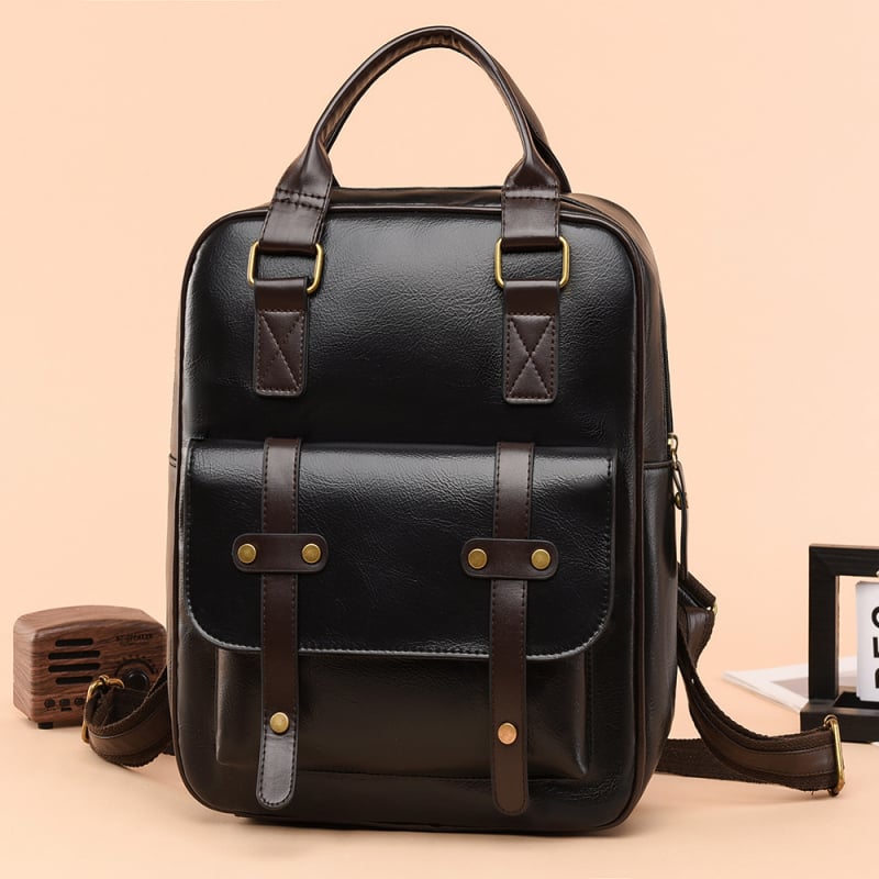 Ženski PU kožni ruksak, proljeće 2025, vodootporan i otporan na habanje, velik kapacitet za kampus, unutarnji džepovi: džep sa zatvaračem, džep za mobitel i džep za prijenosno računalo