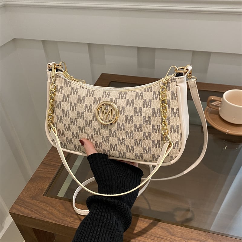 Чанта за подмишница – уличен стил, PU кожа, хоризонтална квадратна форма, цип за отваряне, пролет 2025, подплата полиестер.