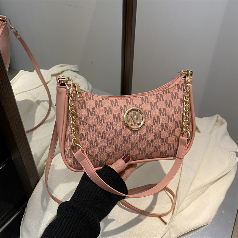 Чанта за подмишница – уличен стил, PU кожа, хоризонтална квадратна форма, цип за отваряне, пролет 2025, подплата полиестер.