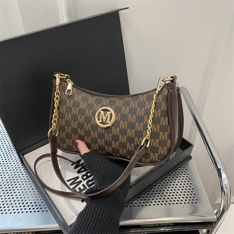 Чанта за подмишница – уличен стил, PU кожа, хоризонтална квадратна форма, цип за отваряне, пролет 2025, подплата полиестер.