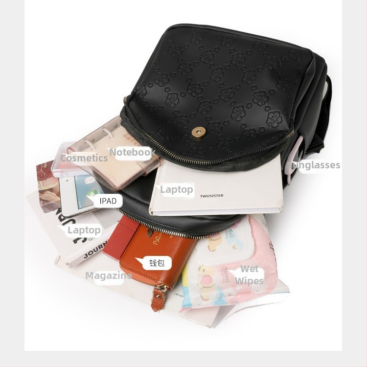 Dámsky batoh z nylonu, jar 2025, kórejský štýl, zapínanie na zips, vnútorné vrecká (zipsové vrecko, vrecko na telefón)