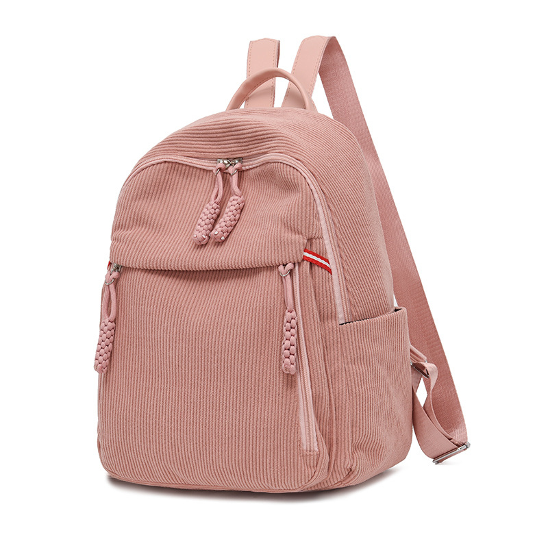 Ženski ruksak Corduroy, Veliki kapacitet, Gradski stil, Proljeće 2025, Zip zatvarač, Unutarnji džepovi: džep s zatvaračem, džep za telefon, ID džep, laminirani džep
