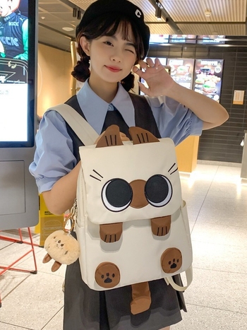 Σχολική τσάντα σε κορεατικό στυλ, ελαφριά, με μεγάλη χωρητικότητα, αδιάβρονο νάιλον, κατάλληλη για φορητό 14 ιντσών, για κορίτσια