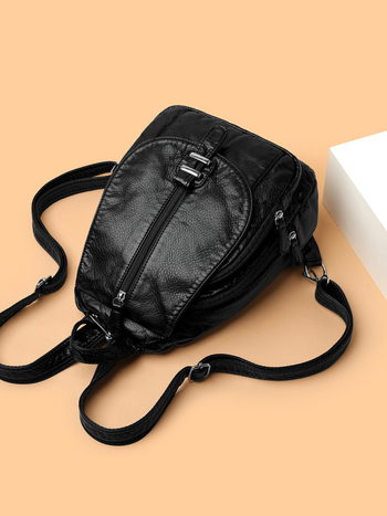 Γυναικείο σακίδιο από PU δέρμα, ανθεκτικό στη φθορά, συμβατό με 14ιντσών φορητό υπολογιστή, καθημερινή χρήση, μονόχρωμο, επένδυση πολυεστέρα, χωρητικότητα κάτω από 20 λίτρα