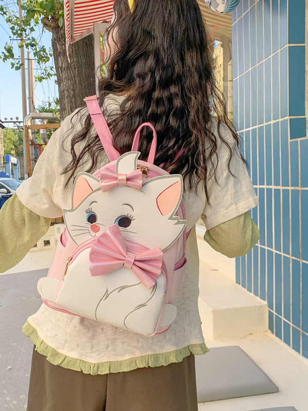 Ghiozdan în formă de pisicuță, cu fundă, material PU, căptușeală din nailon, UNISEX, primăvara 2025