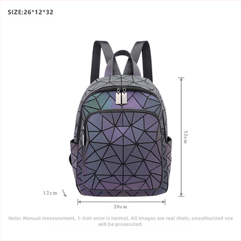 Rucsac din piele PU cu model geometric, capacitate sub 20L, spate ergonomic curbat