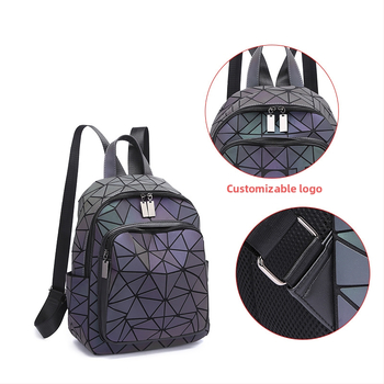 Rucsac din piele PU cu model geometric, capacitate sub 20L, spate ergonomic curbat