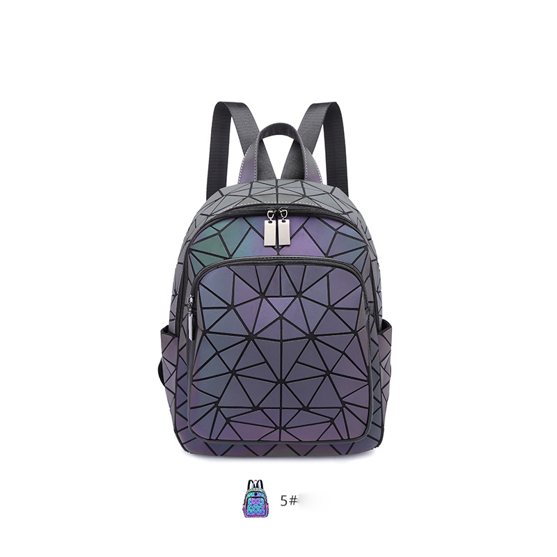 Rucsac din piele PU cu model geometric, capacitate sub 20L, spate ergonomic curbat