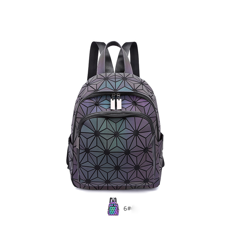 Rucsac din piele PU cu model geometric, capacitate sub 20L, spate ergonomic curbat