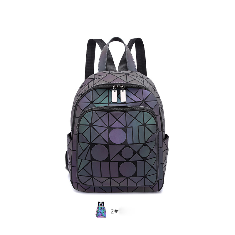 Rucsac din piele PU cu model geometric, capacitate sub 20L, spate ergonomic curbat